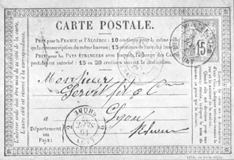 Carte Postale da Fran&ccedil;a 1877.